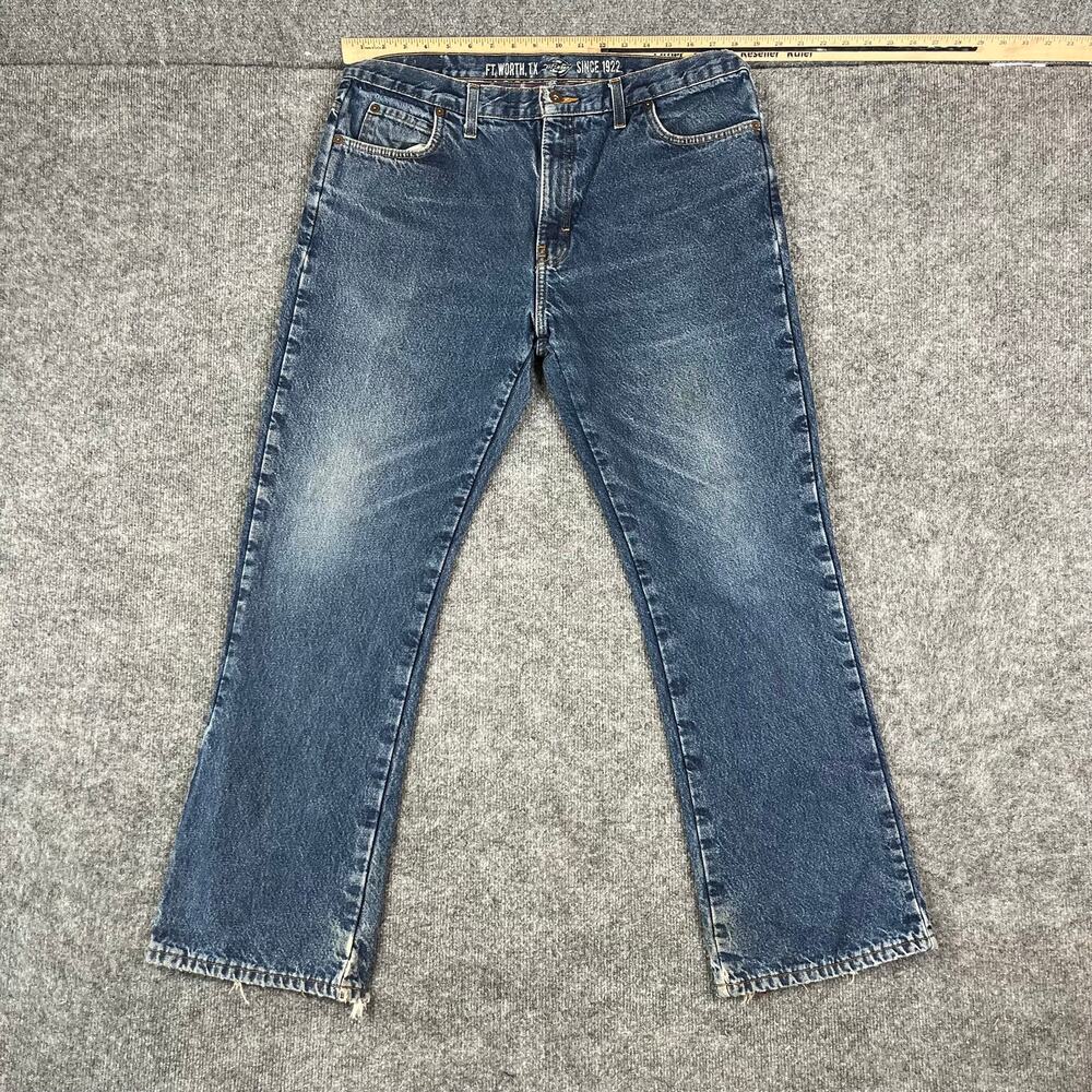 Dickies Jeans Mens 32x30 Blue Straight Leg Vintage Distressed Denim Workwear